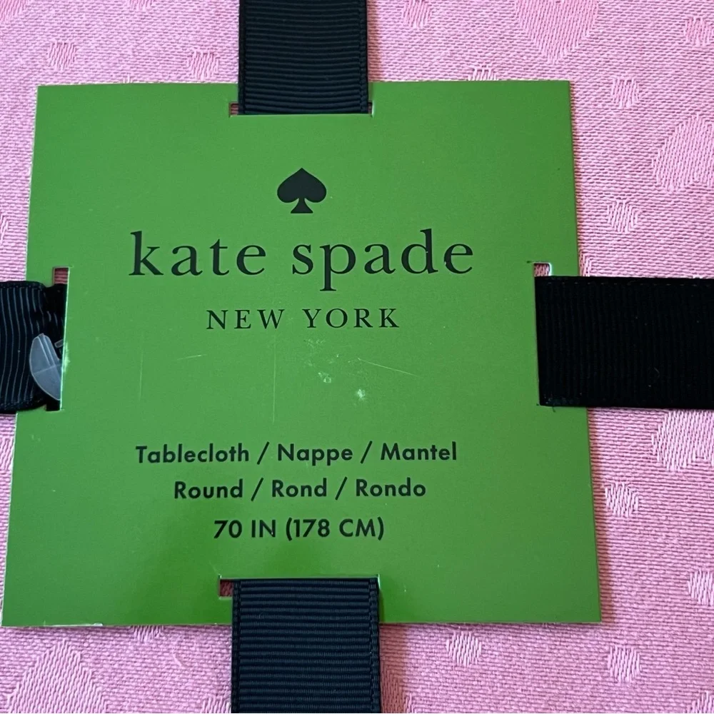 NWT Kate Spade Pink Hearts Table Cloth in 70” Round or Oblong 60x84